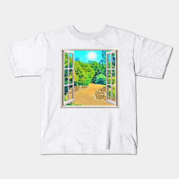 Garden Window View Kids T-Shirt by KC Morcom aka KCM Gems n Bling aka KCM Inspirations